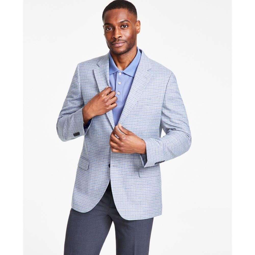 Nautica Sport Coat Mens 36S Navy Grid Check Two‎ Button Blazer Suit Jacket NWT